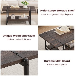 Jojoka Coffee Table with Storage Shelf for Living Room, Rustic Farmhouse Style Center Table for Small Space, 40 Inch, Furniture for Home Office, - 1 of 4