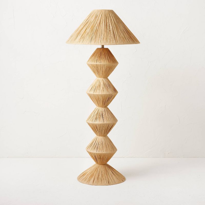 Faux Raffia Floor Lamp Brown (Includes LED Light Bulb) - Opalhouse&#8482; designed with Jungalow, 1 of 9