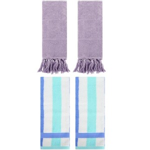 REGALWOVEN 4 Pcs Cotton Bathroom Hand Towels for Home Decoration - 1 of 4