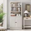 VAUXHILL & CO. Halston Multi-Depth Bookcase, Adjustable Storage Shelving Unit with Doors for Home and Office Space, 31.5”L x 15.75”W x 72.8”H, Cream - 2 of 4