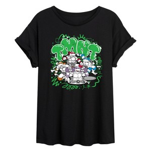 Women's - Teenage Mutant Ninja Turtles - Paint Logo Oversized Graphic T-Shirt - 1 of 4