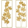 Set of 2 Metal Floral Orchid Wall Decors with Gold Frame - CosmoLiving by Cosmopolitan: Luxury Glam Style, Vertical Display - 4 of 4