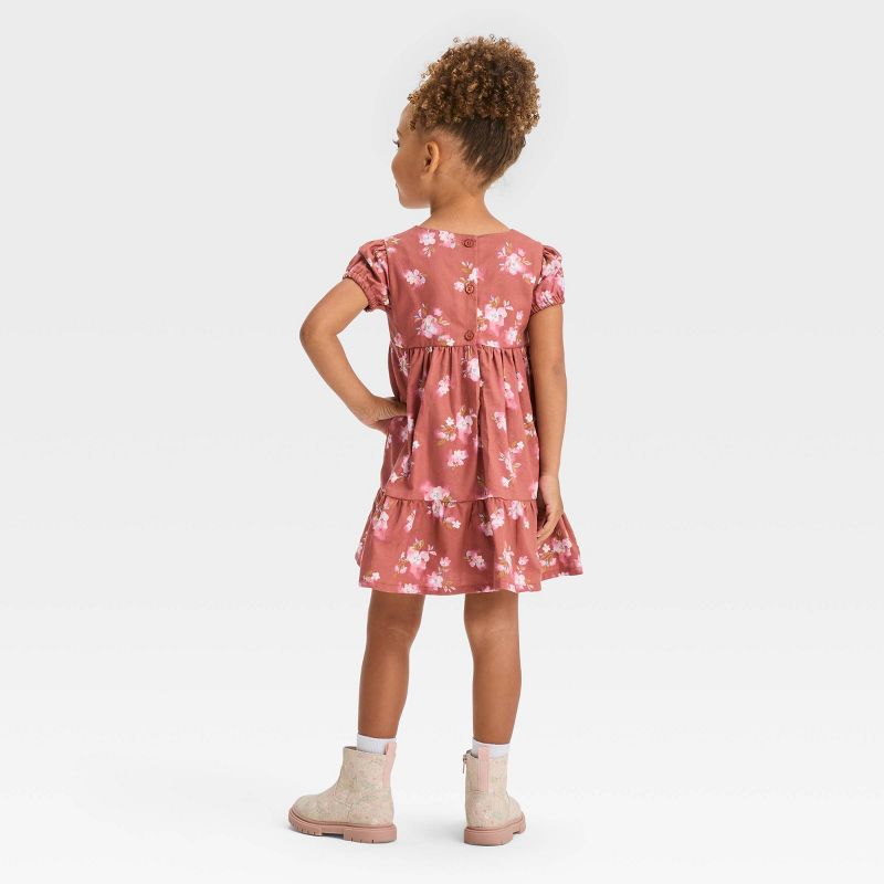 OshKosh B'gosh Toddler Girls' Floral Short Sleeve A-Line Dress - Brown, 2 of 4