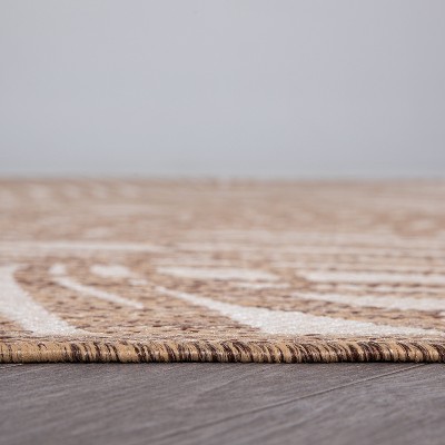 Tropical Palm Floral Brown Synthetic 5' x 7' Flatwoven Rug