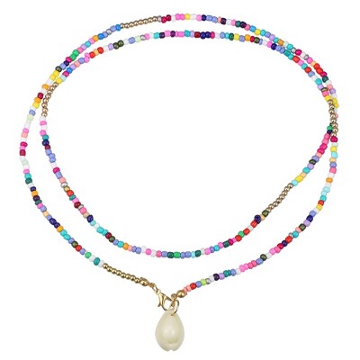 Unique Bargains Colored Beaded Necklaces Fashion Chain Necklaces For Women  Ladies Alloy 1pc : Target