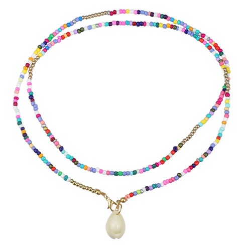 Unique Bargains Colored Beaded Necklaces Fashion Chain Necklaces