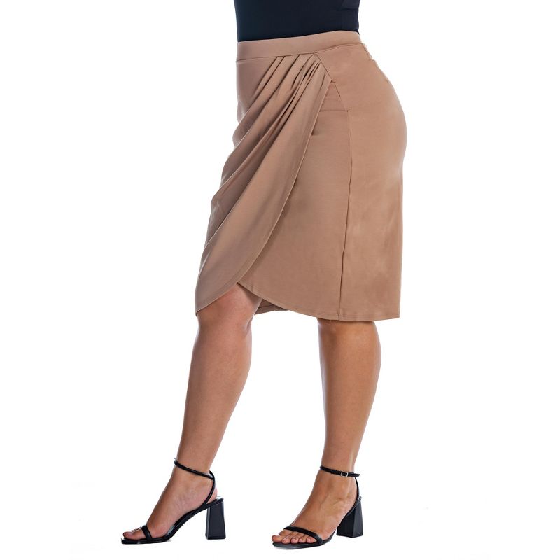 Womens Plus Size Elastic Waist Knee Length Tulip Pencil Skirt, 2 of 5