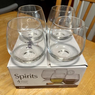 JoyJolt Spirits 15 oz. Stemless Wine Glasses (Set of 4)