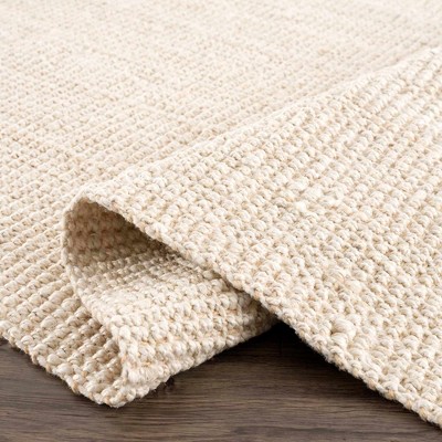 Beige Handwoven Jute Area Rug with Natural Fringe, 3' x 5'