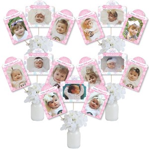 Big Dot of Happiness Pink Snowflakes 1st Birthday - Girl Winter ONEderland Party Picture Centerpiece Sticks - Photo Table Toppers - 15 Pieces - 1 of 4