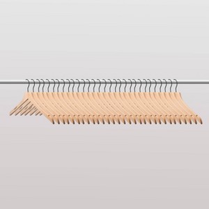 WeThinkStorage 30pk Space saving Premium Hotel Quality Slim Wood Hanger Natural - 1 of 4