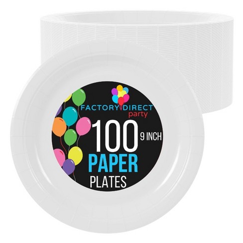 Exquisite White Paper Plates 9 Inch Disposable Plates - 100 Ct. : Target