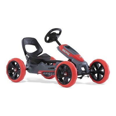 BERG Reppy Rebel Kids Pedal Go Kart Ride On Toy with Axle Steering with Bucket Seat and Steering Wheel, Red and Gray