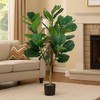 Vitalismo 4.5ft Artificial Fiddle Leaf Fig Tree Faux Ficus with Realistic Leaves and Natural Trunk Potted Fake Plant Indoor/Outdoor Home Office Decor - 2 of 3