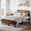 Coucheta 14" Platform Bed Frame, Rustic Wood Headboard & Footboard, No Box Spring (Size: Queen) - 3 of 4