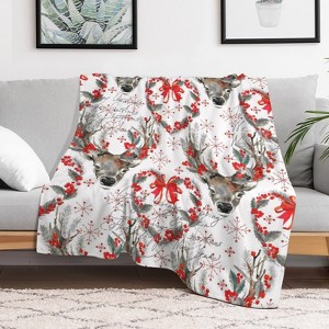 Christmas Reindeer Christmas Throw Blanket Soft Fleece Christmas Blanket Cozy Flannel Throw for Couch Bed 30x40 inches - 1 of 1