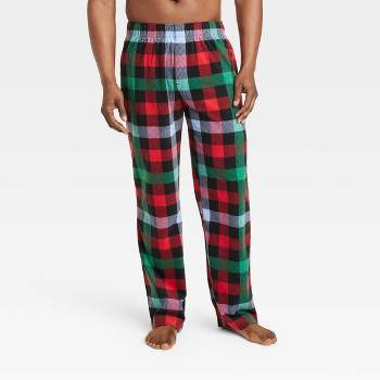 Men's Buffalo Check Fleece Matching Family Pajama Pants - Wondershop™ Green/Red/Black
