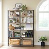 6-Tier Tall Bookshelf, Large Metal Shelf for Living Room, Rustic Brown and Black - 2 of 4