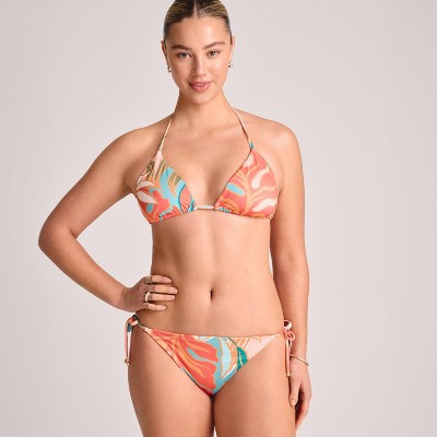 Vitamin A Women's Triangle Bikini Top - Multi Coral Print S