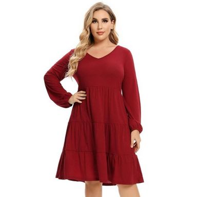 red flowy dress plus size Long Charmeuse Dress With Beaded Corset And Flowy Skirt main image 1