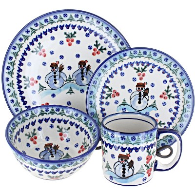 Blue Rose Polish Pottery WR Unikat Dinnerware (16 PC)