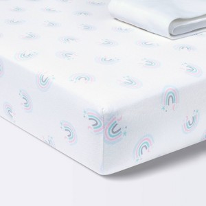 Fitted Jersey Crib Sheet Love To Dream - Rainbows/White - 2pk - Cloud Island™ - 1 of 4