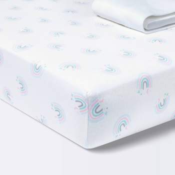 Fitted Jersey Crib Sheet Love To Dream - Rainbows/White - 2pk - Cloud Island™