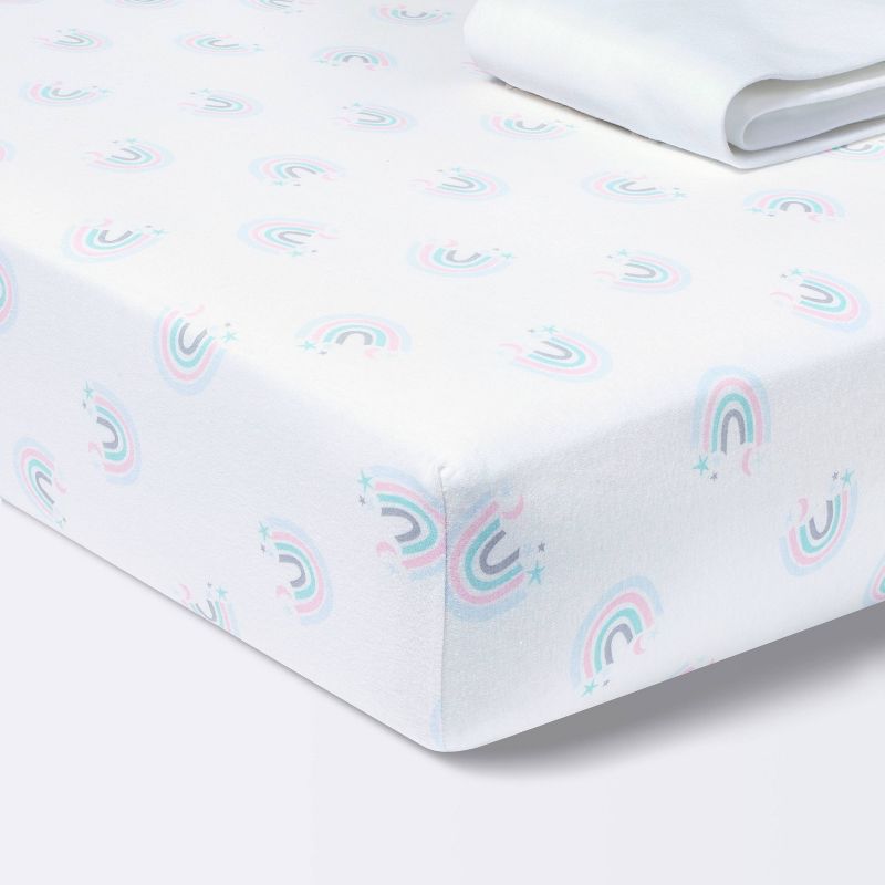 Fitted Jersey Crib Sheet Love To Dream - Rainbows/White - 2pk - Cloud Island&#8482;, 1 of 6
