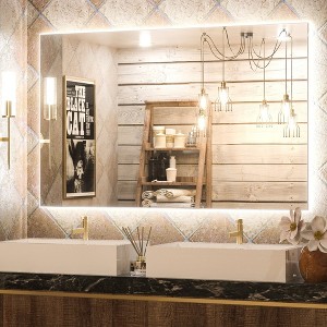 Keonjinn LED Backlit Bathroom Vanity Wall Mirror, 3 Color Temperatures Dimmable, Anti-Fog - 1 of 4