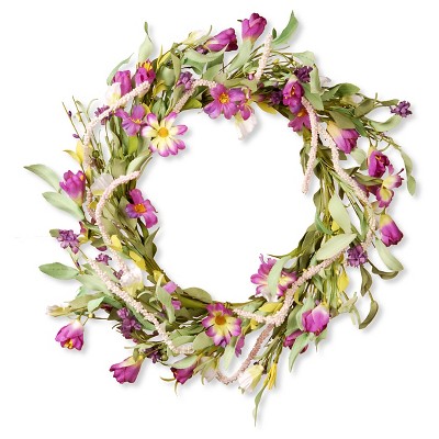 Floral Wreath Purple Mixed Flowers (20")