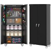 Metal Garage Storage Cabinet with Pegboard, 72" Lockable Storage with Adjustable Shelves and Wheels - 2 of 4
