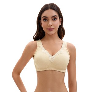 INSPIRE CHIC Plus Size for Women's Adjustable Strap Lace Trim Full Coverage Soft Cup Bras - 1 of 4