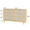 6-Drawer Rattan Dresser with Power Outlet, Wooden Chest of Drawers for Bedroom, Living Room, or Entryway Storage Organizer - 4 of 4
