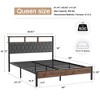 Full/Queen/King Size Wooden Platform Bed Frame with Upholstered Headboard,2 USB Ports, Large Under-Bed Storage,Noise-Free,No Box Spring Needed,Brown - 2 of 4