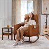 Yaheetech Faux Leather Upholstered Rocking Chair with Rubberwood Legs Brown - 2 of 4
