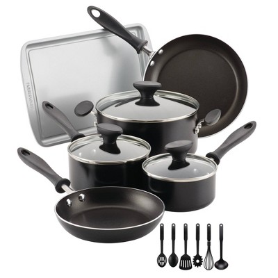 Farberware 3pc Nonstick Aluminum Reliance Skillet and Griddle Cookware Set  Black