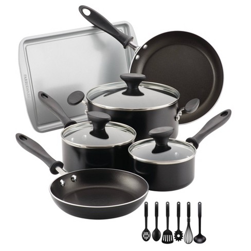 Farberware Reliance 15pc Aluminum Nonstick Cookware Set With Prestige Tools  Black : Target