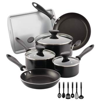 Farberware Cookstart 15pc Aluminum Nonstick Cookware Set With Prestige  Tools Red : Target