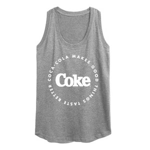 Women's Coca-Cola Coke Makes Things Taste Better Graphic Racerback Tank - Heather Grey - Small - 1 of 4