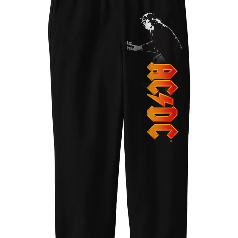 ACDC Angus Young Playing Guitar Boy's Black Jogger Pants, 2 of 4