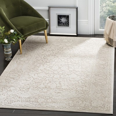 Beige Cream Cotton Synthetic 5'1" x 7'6" Area Rug