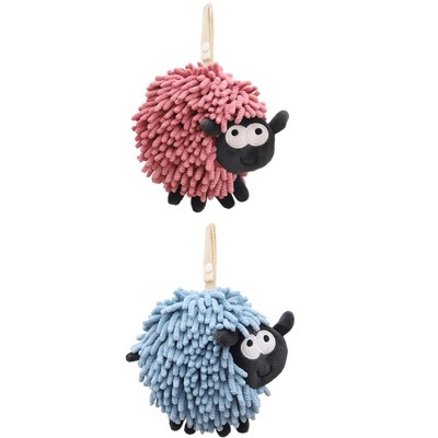 REGALWOVEN Cute Sheep Shape Chenille Soft Absorbent Hand Towels 2 Pcs