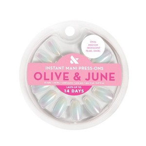 Olive & June Press-On Fake Nails - M Oval - Iridescent Pearl Swirl - 42ct - 1 of 4