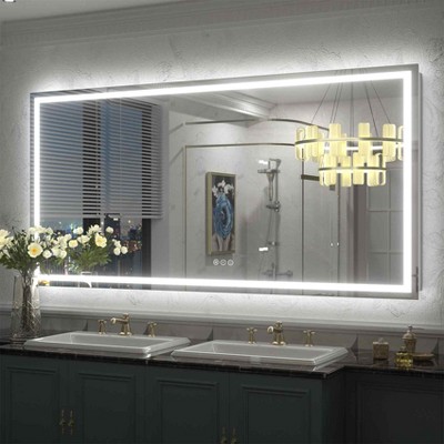 Apmir Super Bright Front & Back LED Lighted Anti-Fog Tempered Glass Bathroom/Vanity Mirror with ETL & 3-Year Warranty