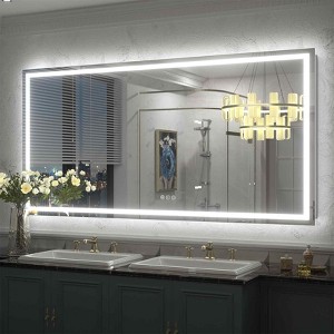 Apmir Super Bright Front & Back LED Lighted Anti-Fog Tempered Glass Bathroom/Vanity Mirror with ETL & 3-Year Warranty - 1 of 4