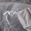 Plush Shaggy Duvet Cover Set, Queen Size, Set of 3, Grey, Luxury Soft Bedding - 4 of 4