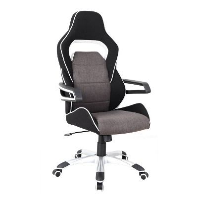 Ergonomic Upholstered Racing Style Home & Office Chair Gray/Black - Techni Mobili