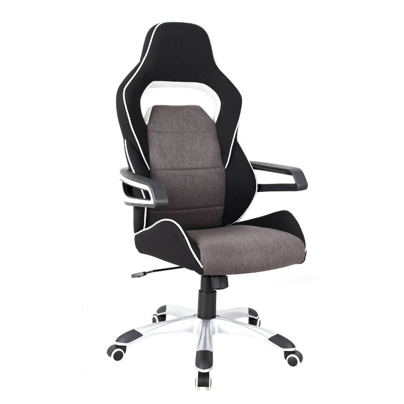 Ergonomic Upholstered Racing Style Home &#38; Office Chair Gray/Black - Techni Mobili, 1 of 9