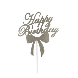 O'Creme Silver Paper 'Happy Birthday' Cake Toppers, Pack of 10 - 1 of 1