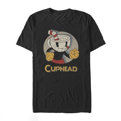 Men S Cuphead Logo Portrait Circle T Shirt Target - roblox cuphead shirt